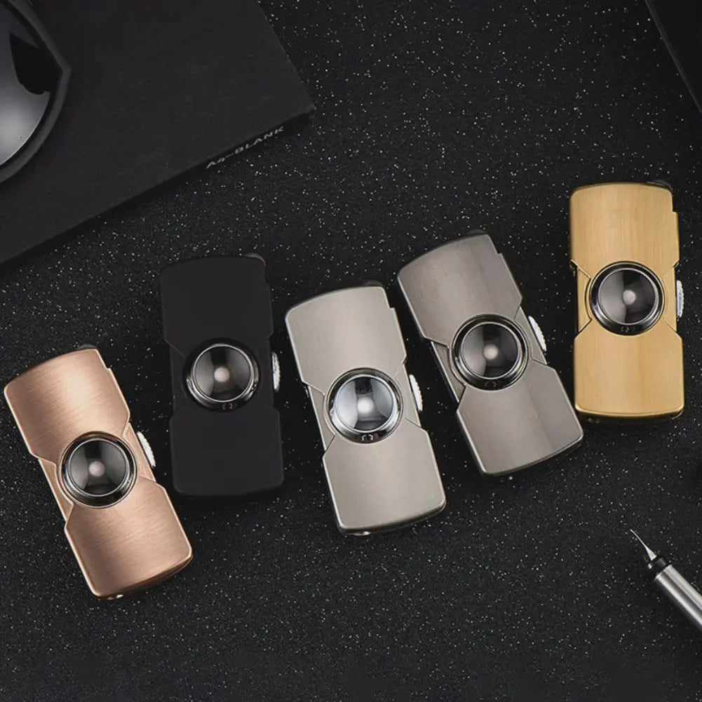 Mini Fidgets Spinners Lighter Grinding Wheel Windproof Finger Toy Jet-Flame Lighter for Stress Relief