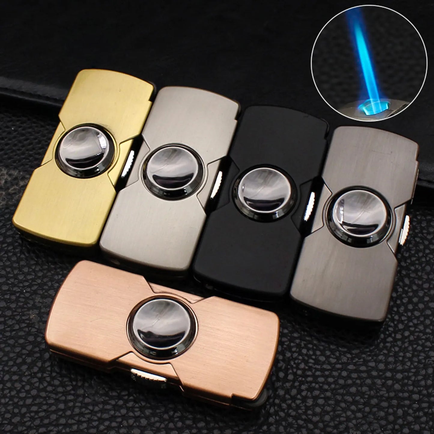 Mini Fidgets Spinners Lighter Grinding Wheel Windproof Finger Toy Jet-Flame Lighter for Stress Relief