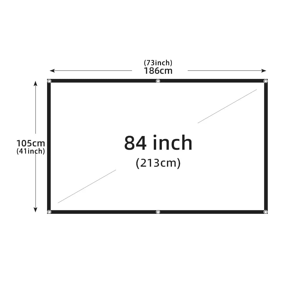 Projection Curtain 16: 9 Ratio Hight-Density 60-200 Inch Foldable Anti-Crease Portable Movie Projector Screen