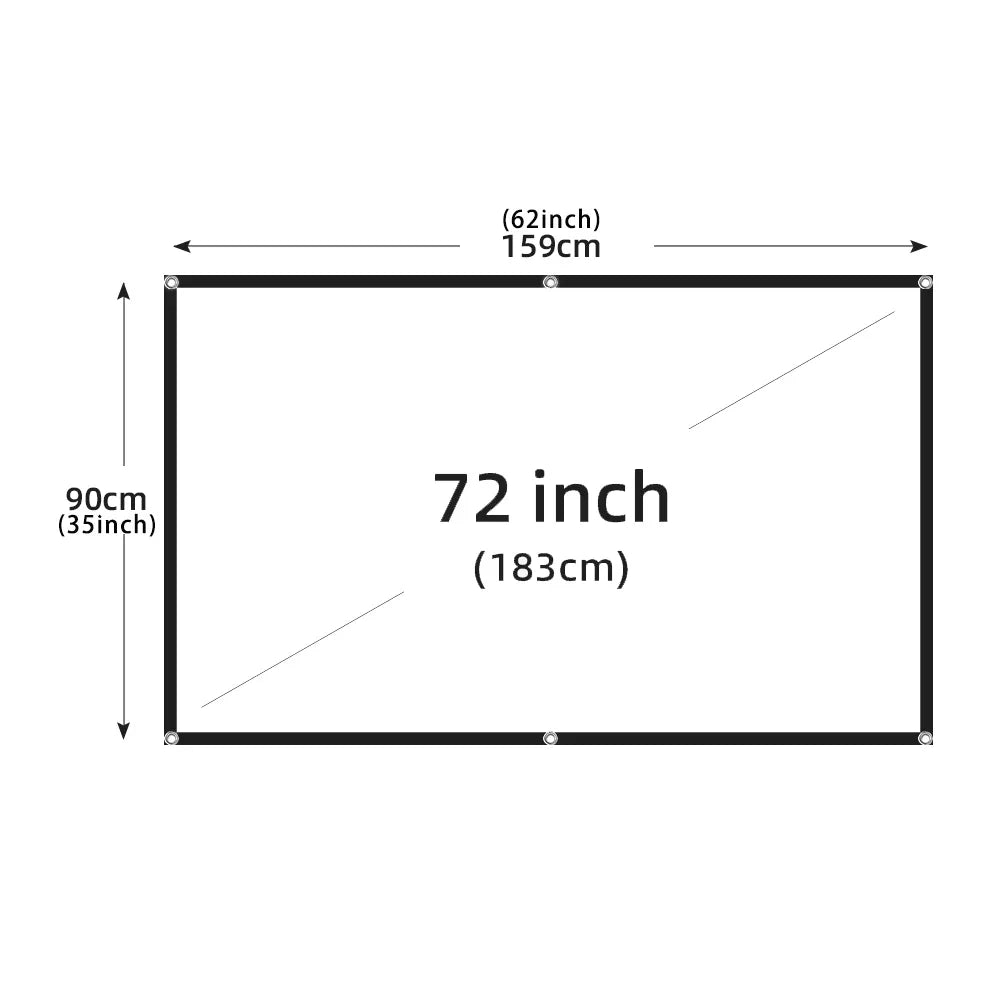 Projection Curtain 16: 9 Ratio Hight-Density 60-200 Inch Foldable Anti-Crease Portable Movie Projector Screen