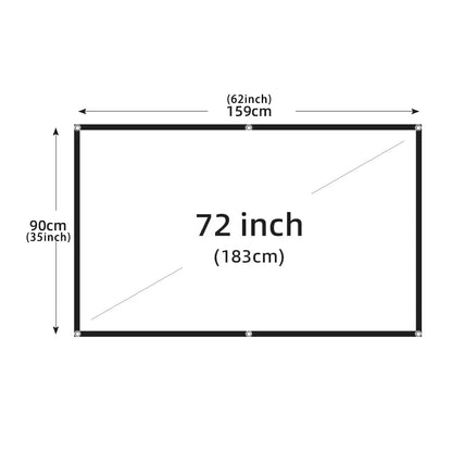 Projection Curtain 16: 9 Ratio Hight-Density 60-200 Inch Foldable Anti-Crease Portable Movie Projector Screen