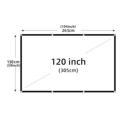 Projection Curtain 16: 9 Ratio Hight-Density 60-200 Inch Foldable Anti-Crease Portable Movie Projector Screen