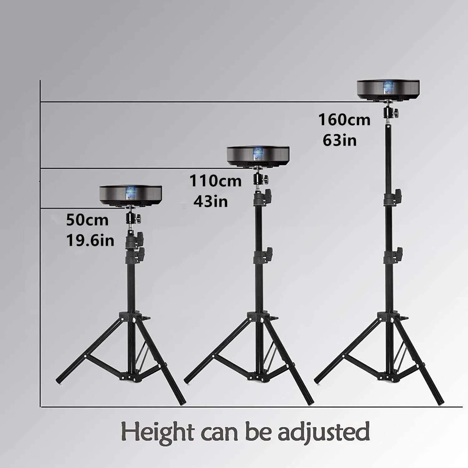 50Cm-160Cm Universal Portable Bracket for HY300 Mini Projector Tripod Stand Mount Max Load-Bearing 3.3 Pounds