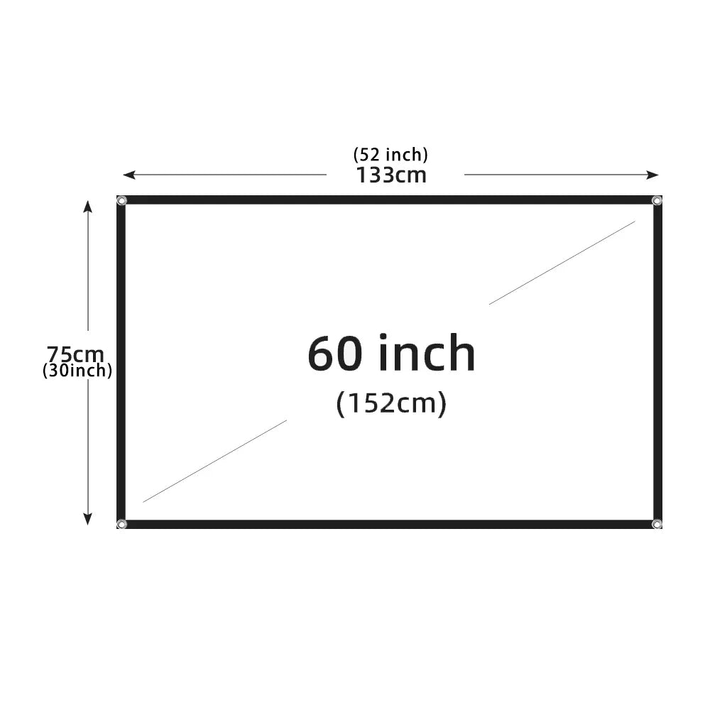 Projection Curtain 16: 9 Ratio Hight-Density 60-200 Inch Foldable Anti-Crease Portable Movie Projector Screen