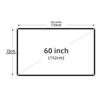 Projection Curtain 16: 9 Ratio Hight-Density 60-200 Inch Foldable Anti-Crease Portable Movie Projector Screen